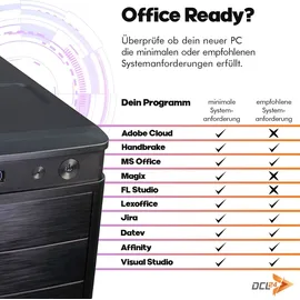 dcl24.de dcl24 Desktop Office PC i5 14400, UHD Grafik 730-500GB SSD, 16GB DDR5, Media PC mit 10x4.7 GHz, WLAN, Windows 11 Pro PC für Büro und Homeoffice