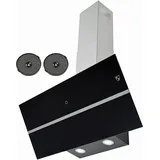 K&H Kopffreie Dunstabzugshaube 90cm Wandhaube [UMLUFT & ABLUFT] - Metall Fettfilter - Dunstabzug LED Beleuchtung - Cooker Hood 9 Leistungsstufen - GFK-90S - 520 m3/h - Energieklasse A++ (Schwarz)