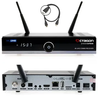 Octagon SF8008 UHD 4K Supreme Combo Receiver, Sat- Kabel- & DVB-T2 Receiver, & Schwarz