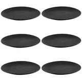HIT Trading Speiseteller 6er Set BRUNCH, Ø 27 cm - Schwarz matt - Steingut - 6er Set