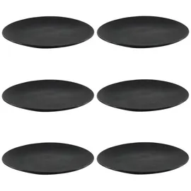 HIT Trading Speiseteller 6er Set BRUNCH, Ø 27 cm - Schwarz matt - Steingut - 6er Set