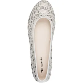 TAMARIS Damen Ballerina Leder flach, weiß, 40 EU