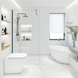 Home Deluxe Duschabtrennung Schwarz, Glas, Metall, 90x200 cm, Badezimmer, Baden - Duschen, Duschtrennwände