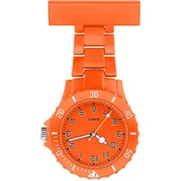 Taffstyle Krankenschwesteruhr Schwesternuhr Kitteluhr mit Nadel Silikon Analog Krankenschwester Uhr Tragbar Einziehbar Taschenuhr Pflegeuhr Hängeuhr Damen Herren Kinder Pfleger Orange