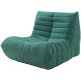 [en.casa] Bodensessel Kodsø Mikrofaser 90 x 75 x 100 cm Grün mit Hocker