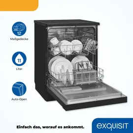 Exquisit GSP6312-030D Geschirrspüler (freistehend, 598 mm breit, Schwarz)