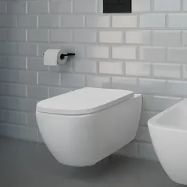 Evineo ineo3 square Wand-Tiefspül-WC, mit WC-Sitz, BE0953WH+BE0954WH,