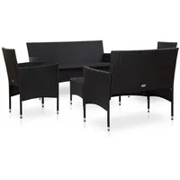 vidaXL Polyrattan Set 5-tlg. schwarz