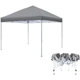 HENGMEI Pavillon 3x3m, Partyzelt Wasserdicht Stabil Winterfest, Metall Faltpavillon Gartenpavillon Pergola für Party, Marktstand, Garten, Grau