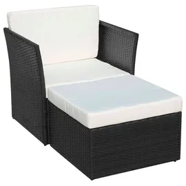 vidaXL Gartensessel mit Fußhocker schwarz