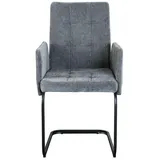 Mid.you Armlehnstuhl, Hellgrau, Metall, Textil, C-Form, 52x91x59.5 cm, Esszimmer, Stühle, Esszimmerstühle, Armlehnenstühle