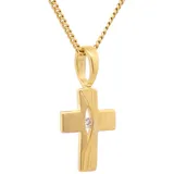 HOPLO Kreuzanhänger Anhänger Kreuz Zirkonia 333 Gold mit vergoldeter Silberkette 55 cm, Made in Germany 55 cm Unisex