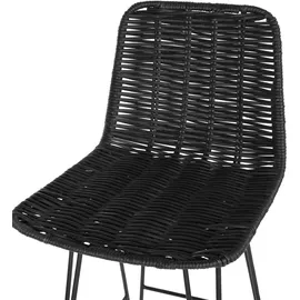 Beliani Barhocker 2er Set Rattan Schwarz