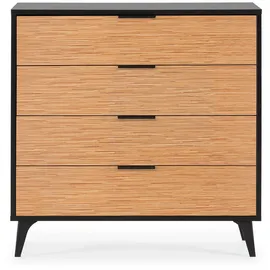 VS Venta-stock - Kommode, Denis 4 Schubladen, Schwarz/holzfarbe