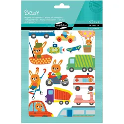Maildor 10x Baby, 6 Stickerbogen 14,8x21cm, Transportmittel - Mehrfarbig AE166C