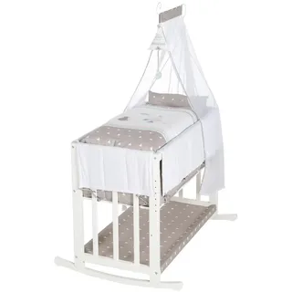 roba Beistellbett Indibär Babybett Wiege & Kinderbank, Weiß,