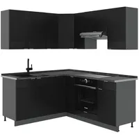 Vicco Winkelküche Fame-Line L-Form 190 cm Schwarz/Anthrazit