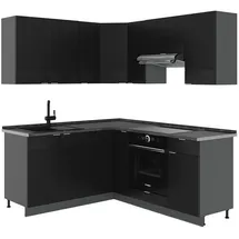 Vicco Winkelküche Fame-Line L-Form 190 cm Schwarz/Anthrazit