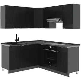 Vicco Winkelküche Fame-Line L-Form 190 cm Schwarz/Anthrazit