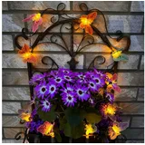 Onling-Fuchs LED Solar Lichterkette für außen, outdoor - 15 warmweiße Schmetterling LED, bunt