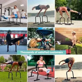 PULLUP & DIP Fitness Parallettes, aus Stahl, extra breiter Griff & rutschfest