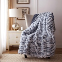 Fouriding Kunstpelz Fleece Decke,Winter weiche warme Blase Kunstpelz Fleece Decke für Bett Sofa Casual Decke Bettdecke Decke (Blau, 150×200CM)