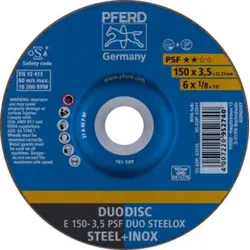 PFERD DUODISC Trenn-/Schleif. E 150x3,5x22,23 mm gekr. Uni.-Linie PSF DUO STEELOX f. Stahl/VA