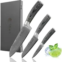 Wakoli EDIS 3er Damastmesser-Set I Holzbox I 8-17 cm
