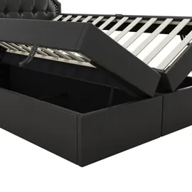 XDOVET Polsterbett, Doppelbett mit Lattenrost aus Metallrahmen, Jugendbett Großer Stauraum, Beidseitig zu öffnen, 140x200cm - Schwarz