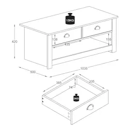 VCM Couchtisch Schublade Balusa