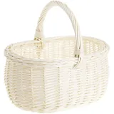 e-wicker24 Einkaufskorb aus Weide, Weidenkorb in beige, oval, Geschenkkorb