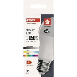 EMOS GoSmart A60 E27 - dimmbar, mehrfarbig & Weißtöne - 1050lm - sparsam, 11W 75W Glühbirne) - 20 000 Stunden - WiFi - Google Home und Alexa kompatibel