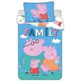 Jerry Fabrics Peppa Pig Bettwäsche-Set | Babybett-Größe Bettbezug 100x135 cm + Kopfkissenbezug 40x60 cm | 100% Baumwolle | Weiches Bettwäsche-Set für Baby oder kleines Bett | Wendebettbezug & Kopfkissenbezug mit