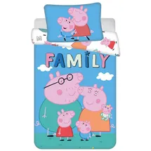 Jerry Fabrics Peppa Pig Bettwäsche-Set | Babybett-Größe Bettbezug 100x135 cm + Kopfkissenbezug 40x60 cm | 100% Baumwolle | Weiches Bettwäsche-Set für Baby oder kleines Bett | Wendebettbezug & Kopfkissenbezug mit