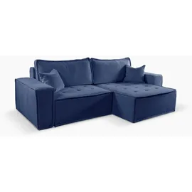 kaiser möbel L-förmiges Bohoo-Ecksofa mit Schlaffunktion Blau Rechts
