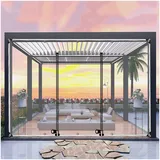 Transparente Planen Vorhänge, Durchsichtige Pavillon Seitenwände Mit Pvc-abdeckplane Und Reissverschluss, Outdoor Pergola Seitenvorhänge, Wasserdichte Planen Seitenwände,WxH-6x2.2m/19.7*7.2ft