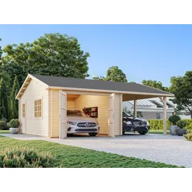 Palmako Garage Roger mit Holztor 653 x 550 cm Tauchgrundiert Transparent FSC®