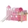 TICAA Hochbett Rutschbett mit Turm Kasper 90 x 200 cm Kiefer natur rosa