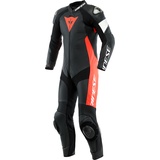 Dainese Tosa, Lederkombi 1tlg. perforiert - Schwarz/Neon-Rot/Weiß - 48