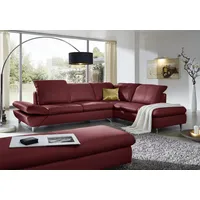 W.Schillig Ecksofa "Taoo, elegant und zeitlos, bequem, L-Form, Breite 296cm", rot (ruby rot z59), B:296cm H:84cm T:242cm, Longlife Xtra-Leder Z59: Glattleder mit modischer Prägung.