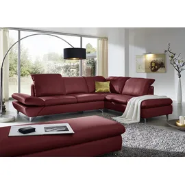W.Schillig Ecksofa "Taoo, elegant und zeitlos, bequem, L-Form, Breite 296cm", rot (ruby rot z59), B:296cm H:84cm T:242cm, Longlife Xtra-Leder Z59: Glattleder mit modischer Prägung.