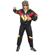 Foxxeo 80er Jahre Kostüm für Erwachsene Premium 80s Trainingsanzug Assianzug Assi - Herren Größe S-XXXXL - Fasching Karneval Anzug, Farbe schwarz rot gelb, Größe: S