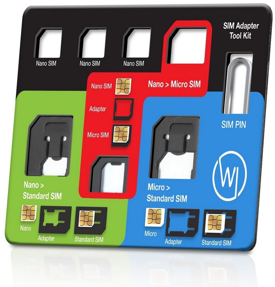 Wicked Chili 8in1 Multi Sim Card Tool Gelbeutel Karten Halter Smartphone-Adapter N/A zu Nano, Micro, Standard schwarz