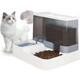 Automatischer Futter- und Wasserspender für Katzen und kleine Hunde, 2-in-1, 3,8 l Trinkbrunnen und Trinkbrunnen (weiß) - Lablanc