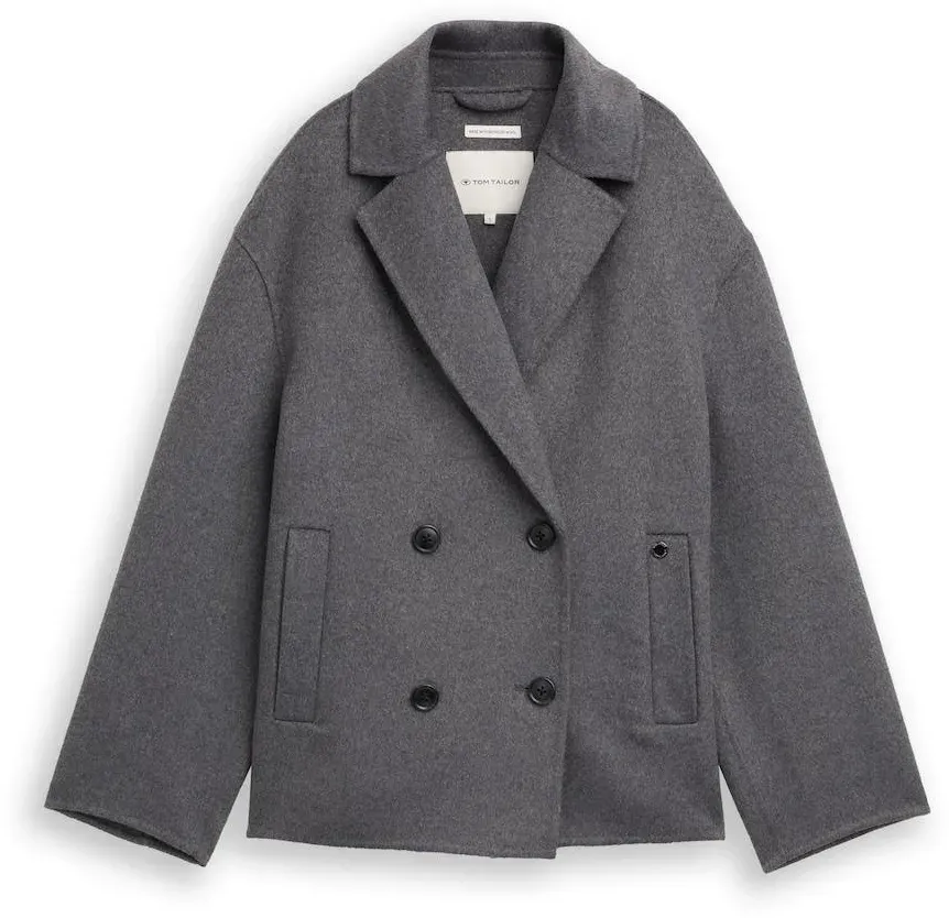 TOM TAILOR Damen Cabanjacke mit Wollanteil, grau, Meliert, Gr. XL
