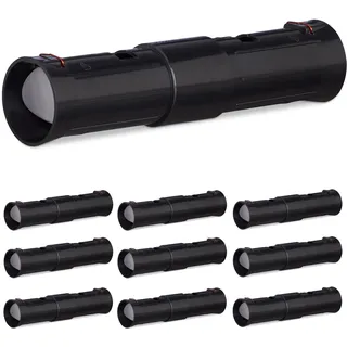 Relaxdays Maulwurffallen, 10er Set, Lebendfalle für Maulwürfe, 2 Kontrollöffnungen, verstellbar, tierfreundlich, schwarz