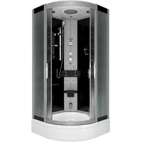 AcquaVapore Komplettdusche mit Schiebetür 100 x 225 cm schwarz Sicherheitsglas D46-63M0