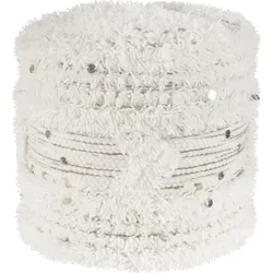Pouf KAYOOM "Bohist 425 35cm x 35cm, Strukturen mit Fransen und Quasten", beige (creme, khaki), B:35cm H:35cm T:35cm, Vlies, Baumwolle, Poufs, handgefertigt, Unikat, sehr gut kombinierbar, vielfältig im Einsatz