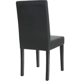 Mendler 2er-Set Esszimmerstuhl Stuhl Küchenstuhl Littau ~ Kunstleder, schwarz matt, dunkle Beine