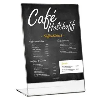 HMF 46932 Acryl, Tischaufsteller schräg DIN A5 Hochformat Glasklar